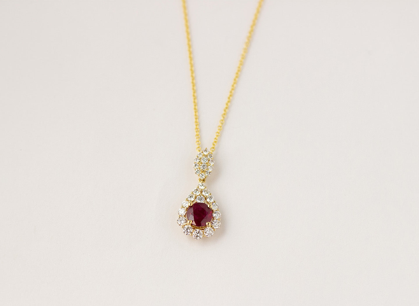 Ruby and Diamond Pendant Necklace | 18K Yellow Gold – Robert 