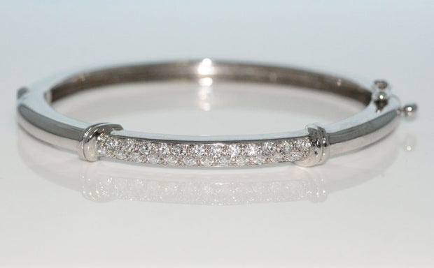 Diamond Bangle Bracelet with Pave Top Section