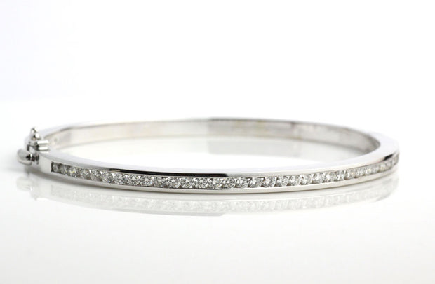 Diamond Bangle Bracelet | 14K White Gold 1.43CTS