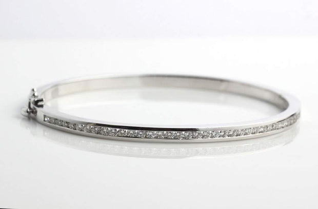 Diamond Bangle Bracelet | Channel Set White Gold 1.15cts