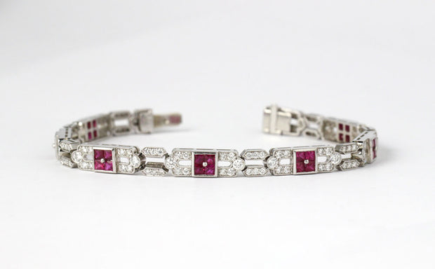 Art Deco Ruby And Diamond Bracelet | Platinum