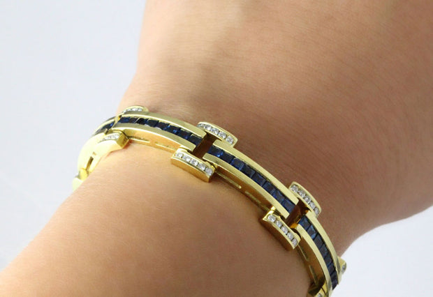 Yellow Gold Sapphire And Diamond Bracelet