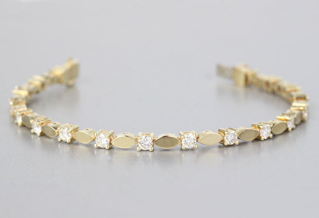 Gold Oval and Diamond Bracelet