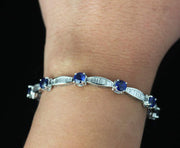 Sapphire and Baguette Diamond Bracelet | Platinum