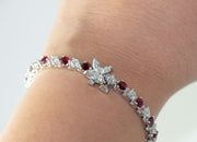 Ruby and Diamond Bracelet with Marquis Clasp | 18K White Gold