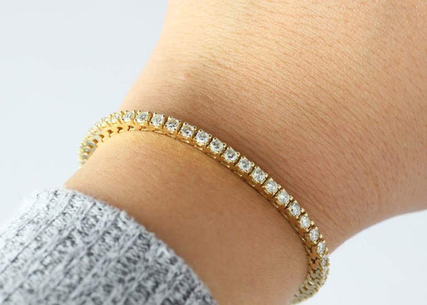 Diamond Line Bracelet | 14K Yellow Gold 5.34CTS