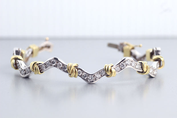 Diamond Gold Knot Bracelet | 18K Two Tone