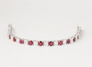 Ruby and Diamond Line Bracelet | 14K White Gold