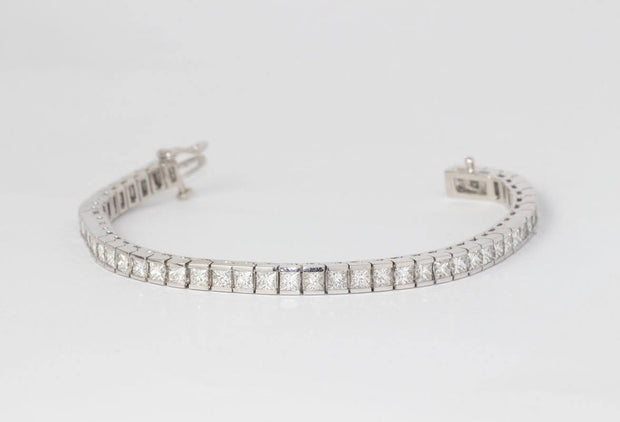 Princess Cut Diamond Line Bracelet | Channel Set 14K White Gold
