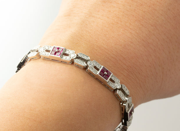 Art Deco Ruby And Diamond Bracelet | Platinum