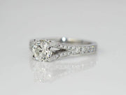 Brilliant Shaped Diamond With Split Shank Engagement Ring | 14K White Gold