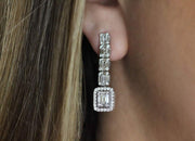 Baguette Diamond Drop Earrings | 18K White Gold