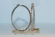 Diamond Hoop Earrings | 1 1/2 Inches 18K Rose Gold
