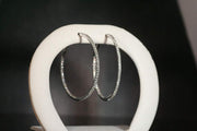 Diamond Hoop Earrings | 18K White Gold