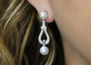 Pearl And Diamond Drop Earrings | Platinum