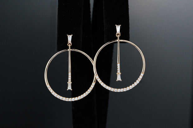 Baguette Diamond Hoop Earrings | 14K Rose Gold