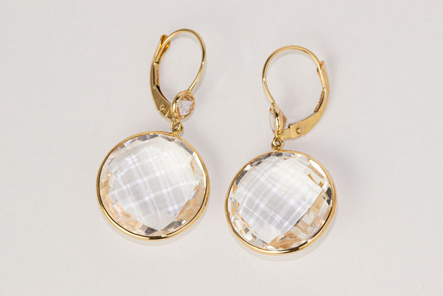 Crystal Quartz Drop Earrings | 14K Yellow Gold