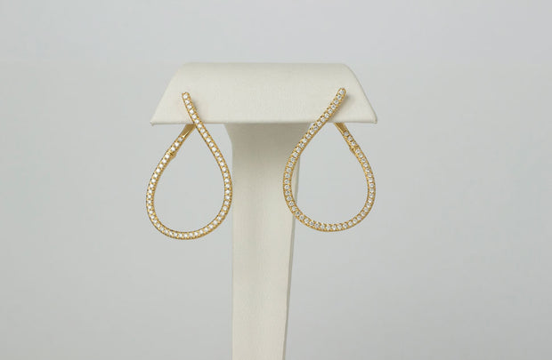 Fashion Diamond Loop Earring | 18K Yellow Gold