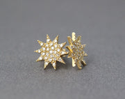 Starburst Diamond Stud Earrings | 14K Yellow Gold