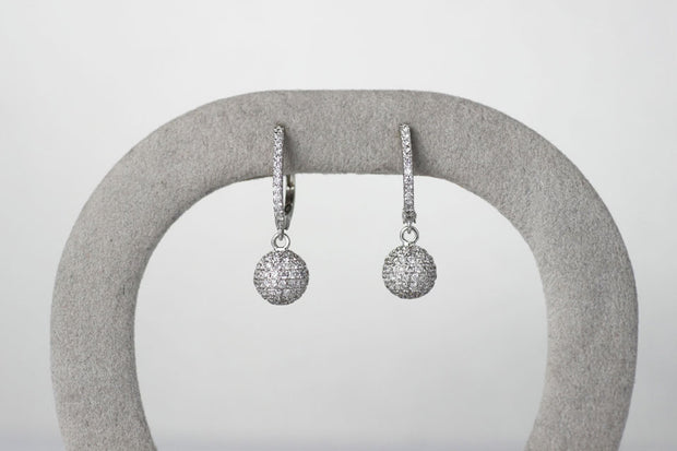 Dangle Pave Diamond Ball Earrings