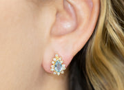 Pear Shape Aquamarine and Diamond Earrings | 18K Yellow Gold