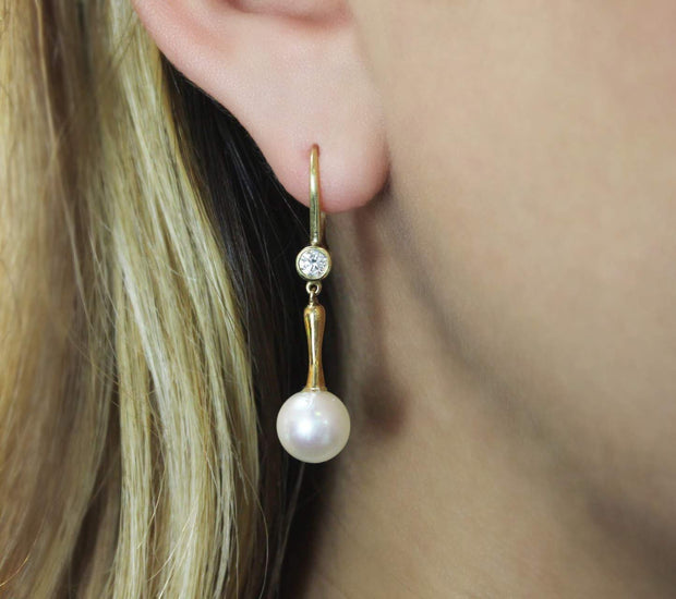 Pearl Drop Earrings | 18K Yellow Gold