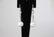 Pearl and Diamond Drop Earrings | 18K White Gold