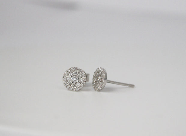 Diamond Cluster Earrings | 14K White Gold