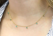 Dangling Emeralds Necklace | 14K Yellow Gold