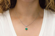 Emerald Heart and Marquis Diamond Necklace | 18K White Gold