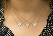 Flat Heart Pave Diamond Necklace | 18K Rose Gold