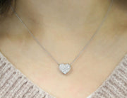 Large Puffed  Diamond Heart Pendant Necklace | 18K White Gold