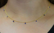 Dangling Sapphires Necklace | 14K Yellow Gold