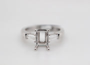 Three Stone Emerald Cut With Tapered Baguettes Ring Setting | 18K White Gold