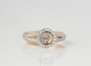Halo Diamond With Two Tone Gold Ring Setting | 18K Rose And White Gold