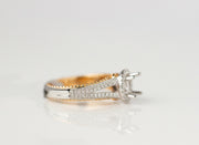 Halo Diamond With Two Tone Gold Ring Setting | 18K Rose And White Gold