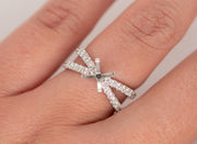 Diamond Criss Cross Open Design Ring Setting | 18K White Gold
