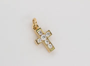 Small Channel Set Diamond Cross Pendant | 18K Yellow Gold