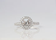 Round Halo Diamond Engagement Ring Setting | 18K White Gold 0.51CT