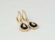 Onyx and Diamond Dangle Earrings | 18K Yellow Gold