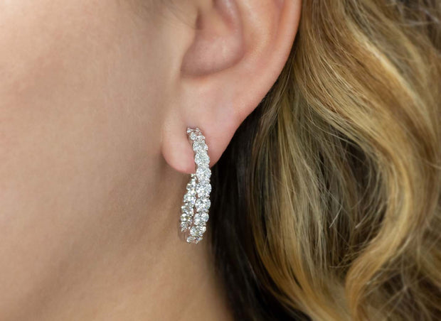 Diamond Twist Hoop Earrings | 18K White Gold