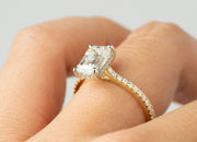 Emerald Hidden Halo Engagement Ring | 14K Yellow Gold