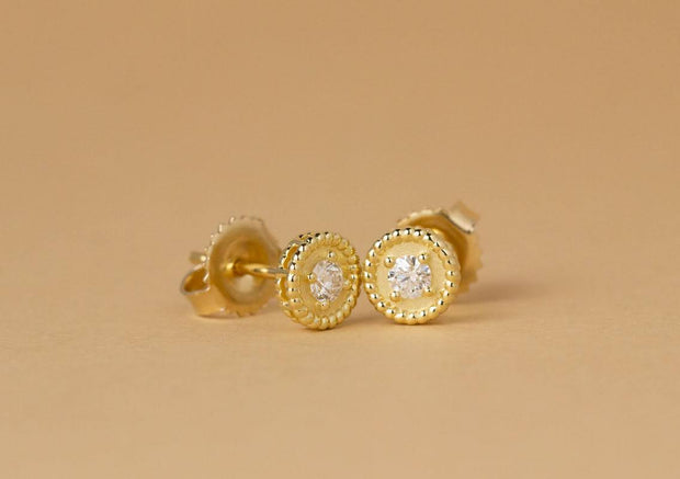 Bezel Diamond Studs | Rose, Yellow and White Gold