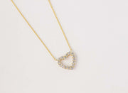Open Heart Diamond Pendant Necklace | 18K Yellow Gold