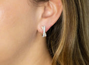 Criss Cross Diamond Two Tone Hoop Earrings | 18K TT