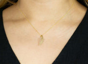 Diamond Feather Pendant Necklace | 14K Yellow Gold