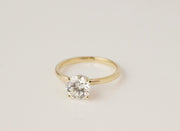 Brilliant Diamond Solitaire With Hidden Halo Engagement Ring | 18K Yellow Gold