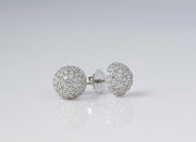 Pave Diamond Half Dome Earrings | 18K White Gold