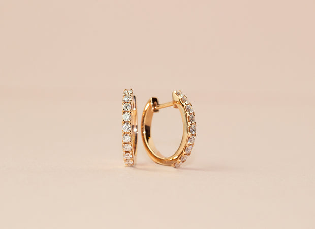 Diamond Huggie Earrings | 18K Rose Gold