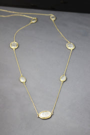 Yellow Gold and Sterling Silver Rustic Ovals Necklace
